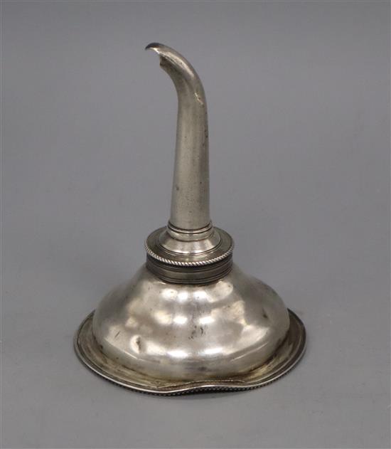 A George III silver wine funnel, Charles Hougham, London, 1796, (a.f.), 11.5cm.